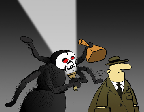 Cartoon: Arachnophobia... (medium) by berk-olgun tagged arachnophobia