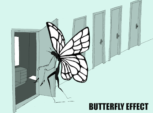 Cartoon: Butterfly Effect... (medium) by berk-olgun tagged butterfly,effect