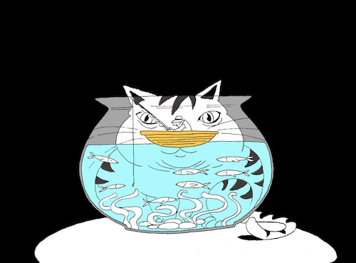 Cartoon: Cat Phantasy... (medium) by berk-olgun tagged cat,phantasy