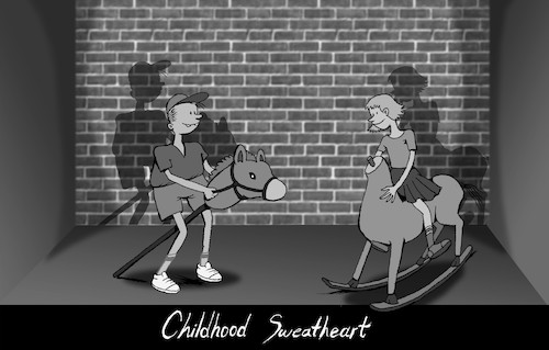 Cartoon: Childhood Sweetheart.... (medium) by berk-olgun tagged childhood