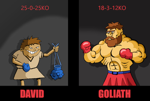 Cartoon: David vs Goliath... (medium) by berk-olgun tagged david,vs,goliath