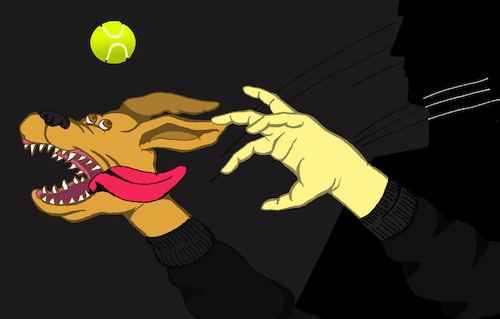 Cartoon: Dog Hand Puppet.. (medium) by berk-olgun tagged dog,hand,puppet