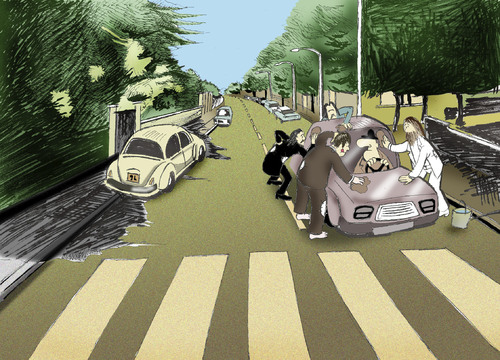 Cartoon: Economic Crisis.. (medium) by berk-olgun tagged abbey,road