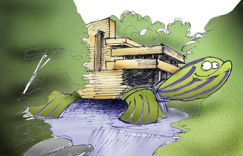 Cartoon: Falling Water-Water Turtle.. (medium) by berk-olgun tagged falling,water