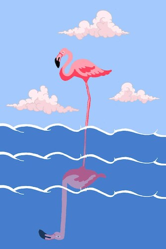 Cartoon: Flamingo in the Wind... (medium) by berk-olgun tagged flamingo,in,the,wind