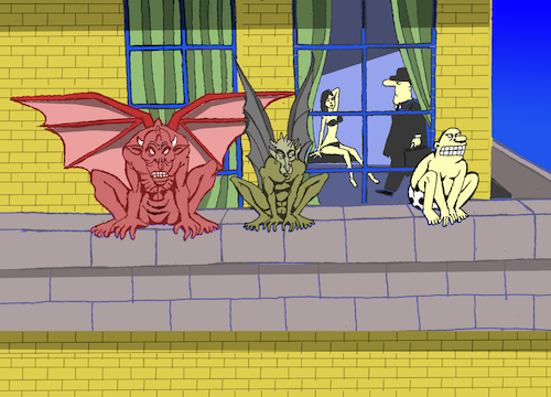 Cartoon: Gargoyles... (medium) by berk-olgun tagged gargoyles