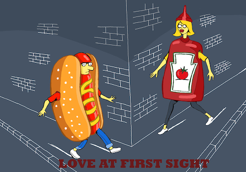 Cartoon: Love at First Sight... (medium) by berk-olgun tagged love,at,first,sight