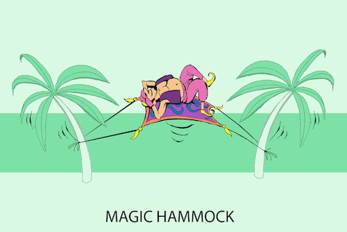 Cartoon: Magic Hammock... (medium) by berk-olgun tagged magic,hammock