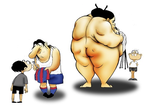 Cartoon: Messi vs Sumo Wrestler... (medium) by berk-olgun tagged wrestler,sumo,vs,messi