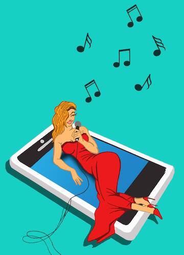 Cartoon: Mobile Music... (medium) by berk-olgun tagged mobile,music