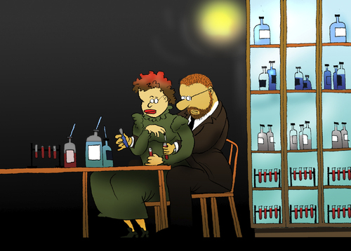 Cartoon: Mr. and Mrs. Curie... (medium) by berk-olgun tagged mr,and,mrs,curie