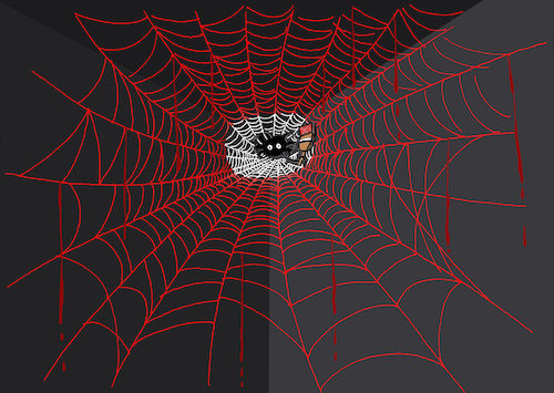 Cartoon: Painting Spider Web... (medium) by berk-olgun tagged painting,spider,web