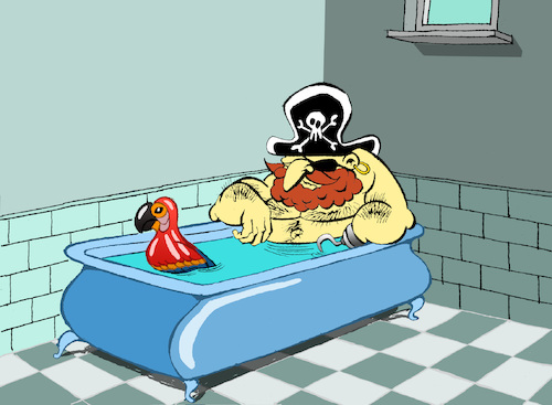 Cartoon: Pirate Shower... (medium) by berk-olgun tagged pirate,shower