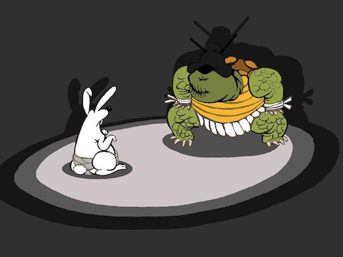 Cartoon: Rabbit vs Tortoise... (medium) by berk-olgun tagged rabbit,vs,tortoise