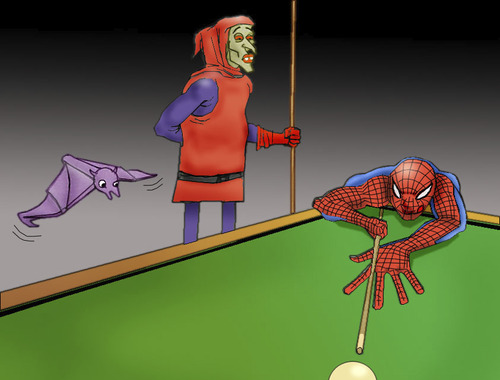 Cartoon: Spiderman vs Hobgoblin.. (medium) by berk-olgun tagged spiderman,vs,hobgoblin
