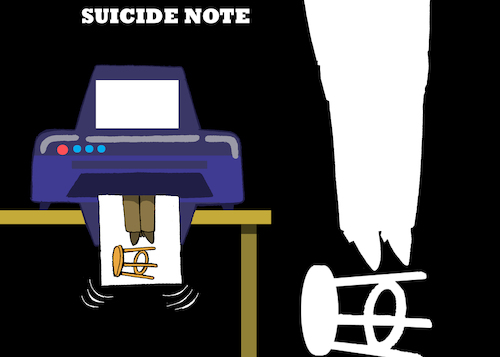 Cartoon: Suicide Note... (medium) by berk-olgun tagged suicide,note