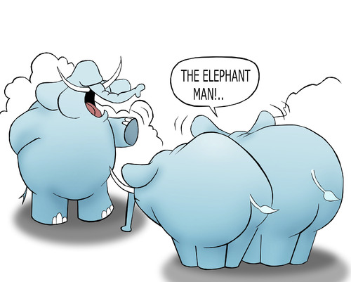 Cartoon: THE ELEPHANT MAN.. (medium) by berk-olgun tagged the,elephant,man