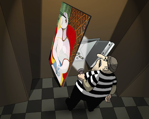 Cartoon: The Unlucky Thief... (medium) by berk-olgun tagged picasso