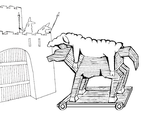 Cartoon: Trojan Wolf... (medium) by berk-olgun tagged trojan,wolf