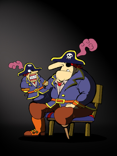Cartoon: Ventriloquist Pirate... (medium) by berk-olgun tagged ventriloquist,pirate