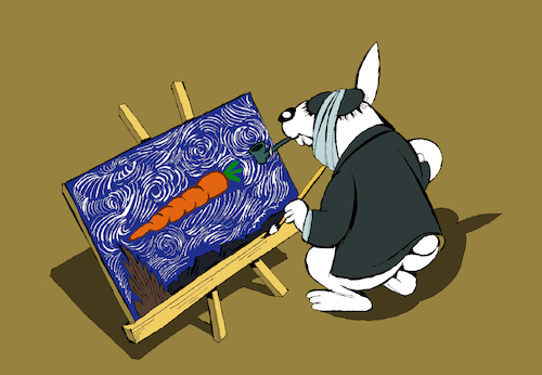Cartoon: Vincent Rabbit Gogh... (medium) by berk-olgun tagged vincent,rabbit,gogh