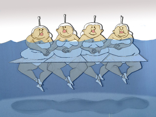 Cartoon: Whale Lake Water Ballet.. (medium) by berk-olgun tagged whale,lake,water,ballet