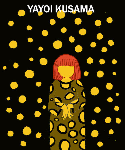 Cartoon: Yayoi Kusama... (medium) by berk-olgun tagged yayoi,kusama