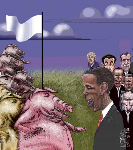 Cartoon: AGREEMENT OF PIGS (medium) by Marian Avramescu tagged mav