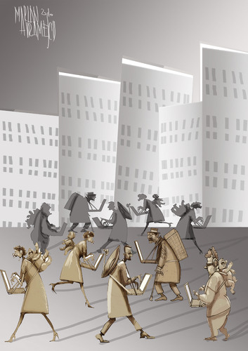 Cartoon: city 3 (medium) by Marian Avramescu tagged mmmmmmmmmmmmm