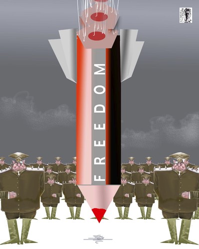 Cartoon: Freedom Pen (medium) by Marian Avramescu tagged mav,romania