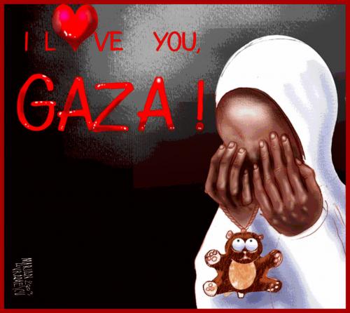 Cartoon: I LOVE YOU  GAZA (medium) by Marian Avramescu tagged mav