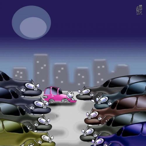 Cartoon: pink car (medium) by Marian Avramescu tagged mav