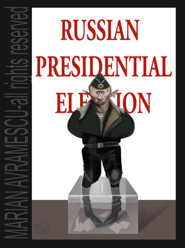 Cartoon: russian presidential election (medium) by Marian Avramescu tagged mmmmmmmmmmmm