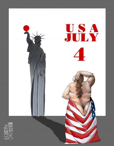 Cartoon: USA JULY 4 (medium) by Marian Avramescu tagged usa,july