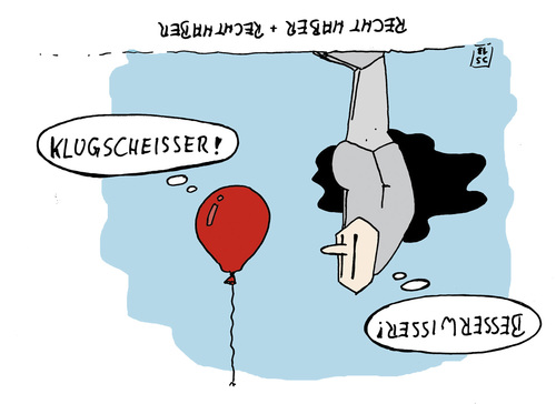 Cartoon: Rechthaberei (medium) by jen-sch tagged rechthaber,besserwisser,balloon,meinung,konflikt