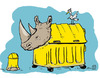 Cartoon: Verkehrte Welt - das Nashorn (small) by jen-sch tagged nashorn,mülleimer,tier