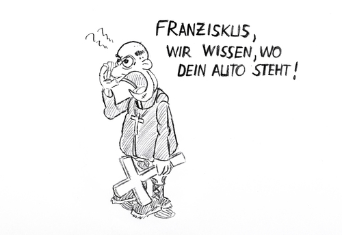 Cartoon: Christliche Ultras (medium) by Glenn M Bülow tagged christlich,kirche,katholisch,papst,ultras,fan,franziskus,hooligan