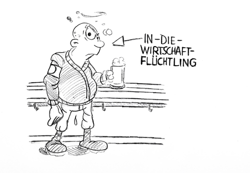 Cartoon: Heimatlos? (medium) by Glenn M Bülow tagged bier,bar,kneipe,skinheads,ausländerhass,pegida,nazis,flüchtlinge,refugeeswelcome,refugees