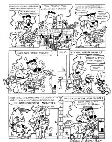 Cartoon: Trigger-Tim Monster Cheat S. 3 (medium) by Glenn M Bülow tagged gameover,cheating,familienleben,jugendschutz,jugend,teenager,killerspiele,zocken,gaming,videogames,games