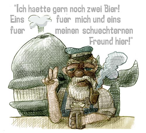 Cartoon: 2 Bier (medium) by jenapaul tagged humor,seemann,wal,fischer,satire,meer