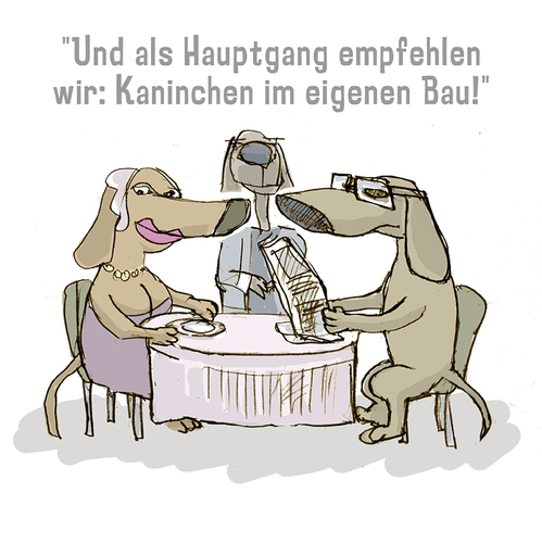 Cartoon: dackels im restaurant (medium) by jenapaul tagged hunde,witz,restaurant,joke,humor