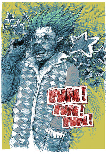 Cartoon: fun fun fun (medium) by jenapaul tagged fun,clown,society,lifestyle,joker