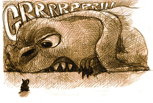 Cartoon: grrrr! (medium) by jenapaul tagged dog,cat,animals,humor,agression