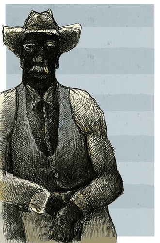 Cartoon: old cowboy (medium) by jenapaul tagged cowboy,old,wild,west