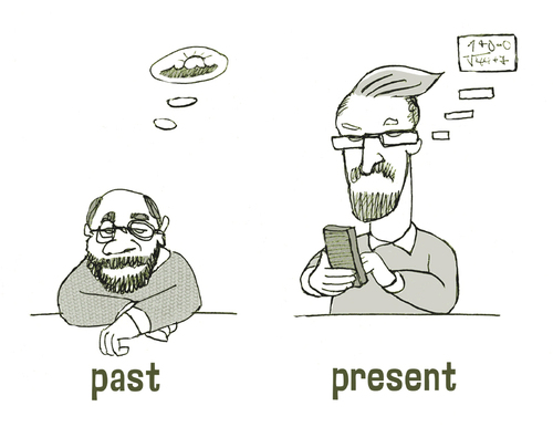 Cartoon: past and present (medium) by jenapaul tagged past,present,smartphone,society