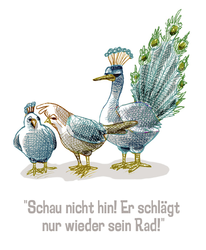 Cartoon: pfau (medium) by jenapaul tagged pfau,wögel,humor,tiere,menschen