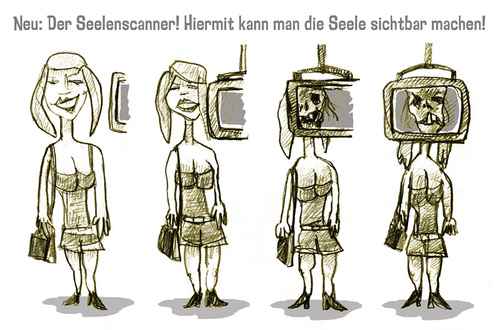 Cartoon: seelenscanner (medium) by jenapaul tagged scanner,seele,humor