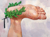 Cartoon: laurel wreath (small) by Wiejacki tagged succes,winer,apotheosis,foot,leg,body,proud