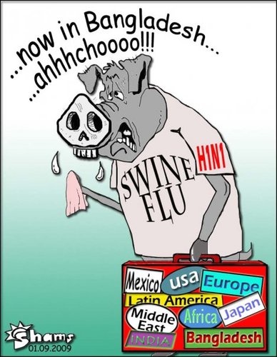 Cartoon: swine flu (medium) by Shams tagged swine,flu