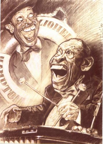 Cartoon: Lionell Hampton (medium) by Tonio tagged portrait,caricature,musician,jazz,star